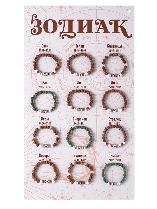 Стенд для коллекции браслетов "Зодиак" ПВХ,  290х510см с комплектом браслетов