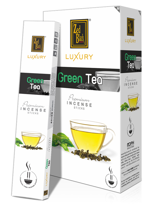Благовония Зеленый Чай (Green Tea), Zed Black Luxury Series, плоская пачка 16гр, 12 шт