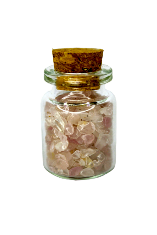 Бутылка с натуральными камнями "Розовый Кварц" в баночке 3х2см