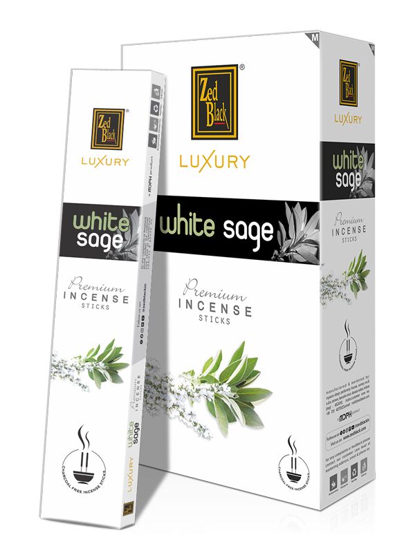 Благовония Белый Шалфей (White Sage), Zed Black Luxury Series, плоская пачка 16гр, 12 шт