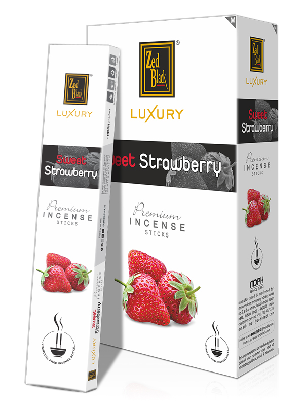 Благовония Сладкая Клубника (Sweet Strawberry), Zed Black Luxury Series, плоская пачка 16гр, 12 шт