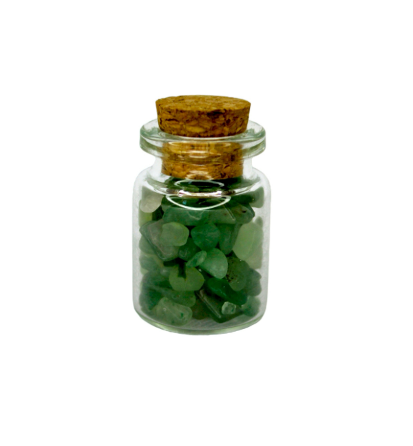Бутылка с натуральными камнями "Зеленый Авантюрин" в баночке 3х2см