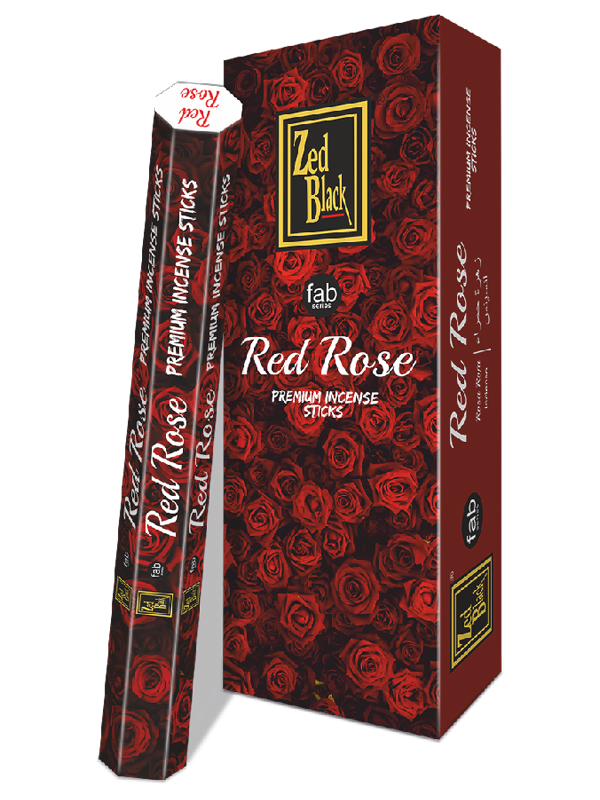 Благовония Красная Роза (Red Rose), Zed Black Fab Series, 6 шт (20 палочек в пачке)