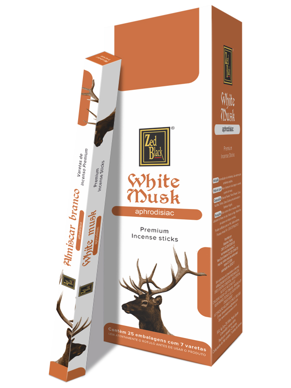 Благовония Белый муск (White musk), Zed Black, 25 шт (8 палочек в пачке)