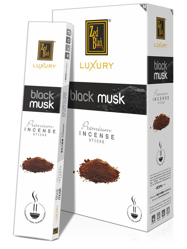 Благовония Чёрный Мускус (Black Musk), Zed Black Luxury Series, плоская пачка 16гр, 12 шт