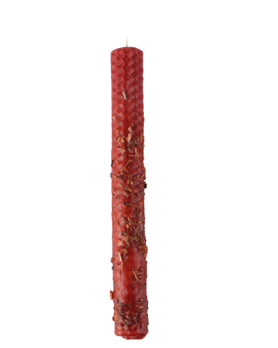 Свеча "Возлюбленные" из красной вощины с травами, 1,3х20см, t 1,5ч