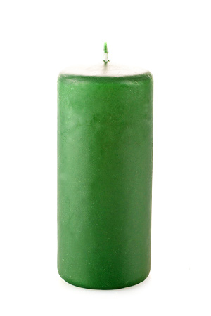 Свеча пеньковая, 5х11 см, зелёная, время горения 25 ч