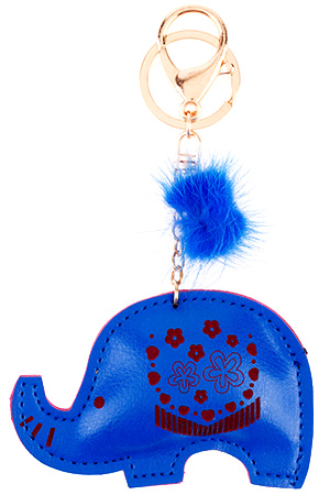 Брелок на сумку "Слон", кожзам., синий, 9х6 см