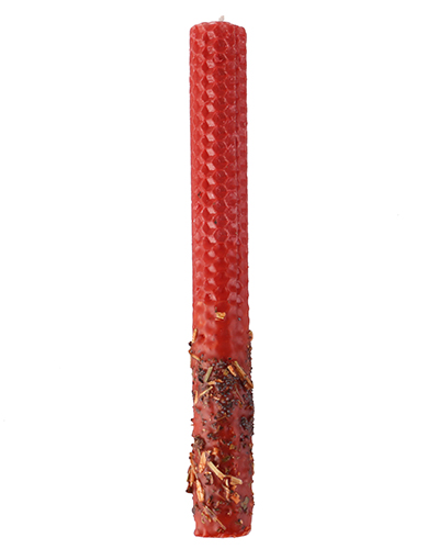 Свеча "Приворот" из красной вощины с травами, 1,3х20см, t 1,5ч