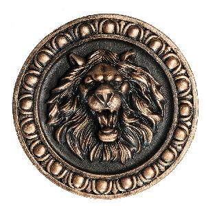 Панно из гипса "Голова льва", диаметр 19,5см, черное золото