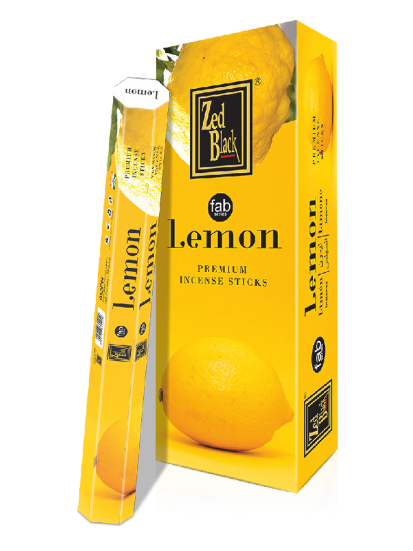 Благовония Лимон (Lemon), Zed Black Fab Series, 6 шт (20 палочек в пачке)
