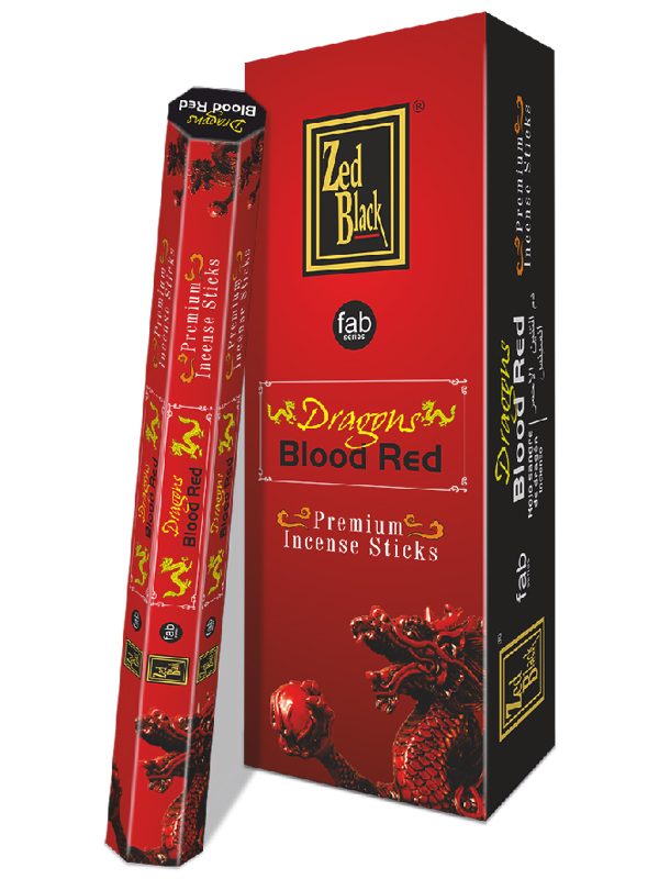 Благовония Кровь Дракона (Dragons Blood Red), Zed Black Fab Series, 6 шт (20 палочек в пачке)