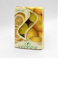 Лимон, набор свечей ароматизированных, в гильзе, 12 гр, 38 мм, 6 шт, время горения 3,5 ч